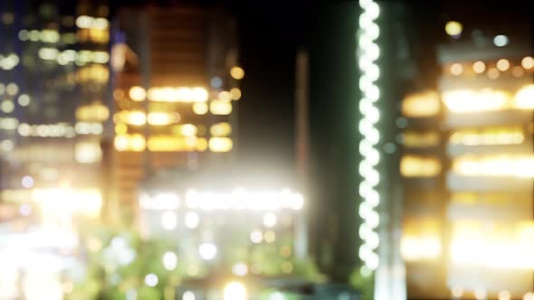 Defocused Bokeh of Cityscape at Twilight Time