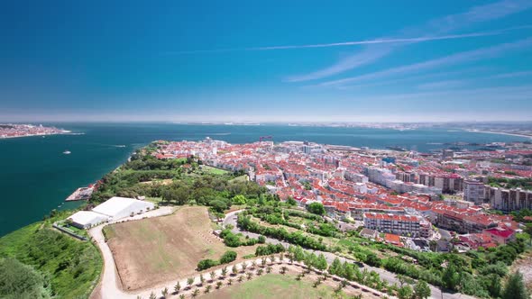 View of Almada City Near Lisbon  Portugal Timelapse