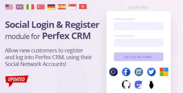 Social Media Login module for Perfex - Register and Log-in using social networks