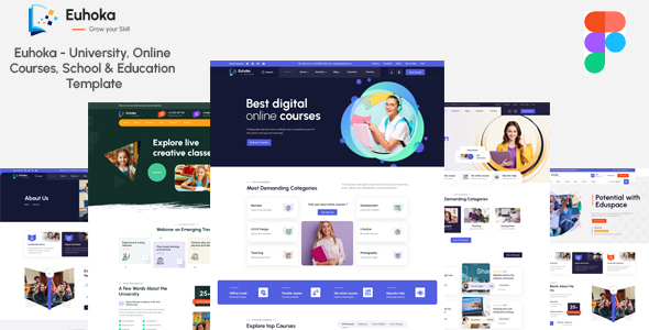 Euhoka  -  University, Online Courses, School & Education Figma Template