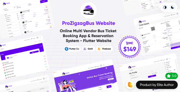 ProZigzagBus: Online Multi Vendor Bus Ticket Booking App & Reservation System - Flutter Website