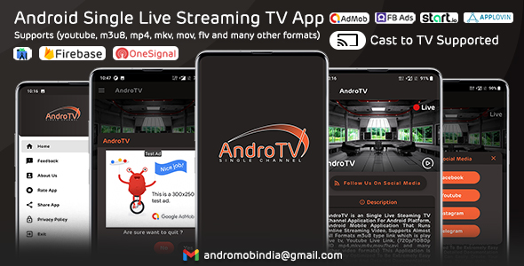 AndroTV - Android Single TV App (Live Streaming) with Admin Panel