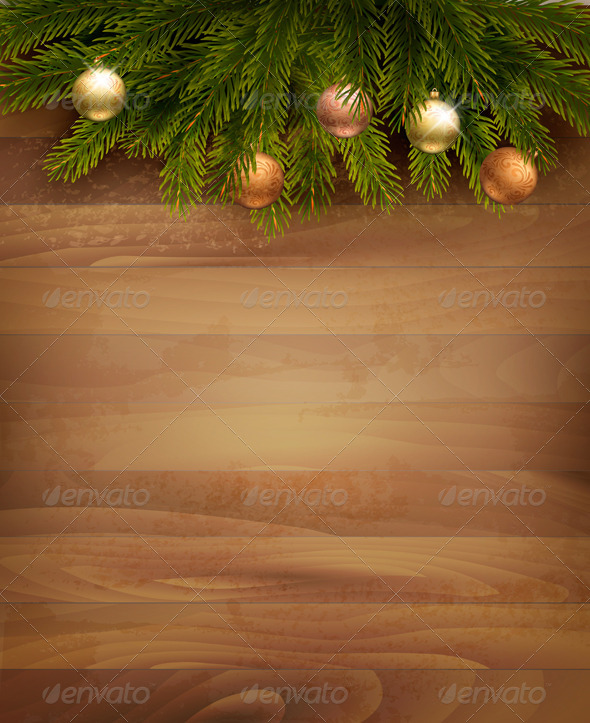 Christmas Decoration on Wooden Background