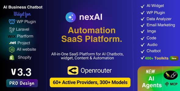 AI Content Generator SaaS - AI Image, Audio, Code, Email, AI Chat, AI Agent, Widget, Data Analysis