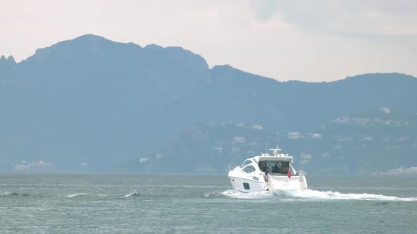 Motor Yacht on Water.