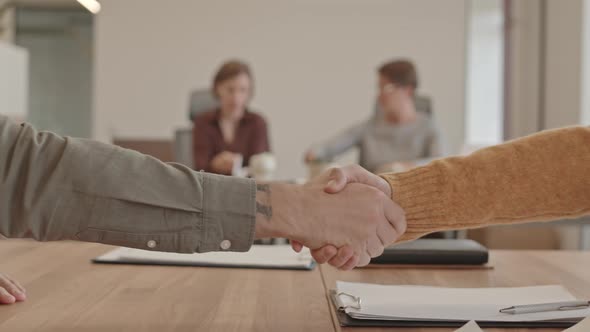 Employer and Employee Shaking Hands at Job Interview