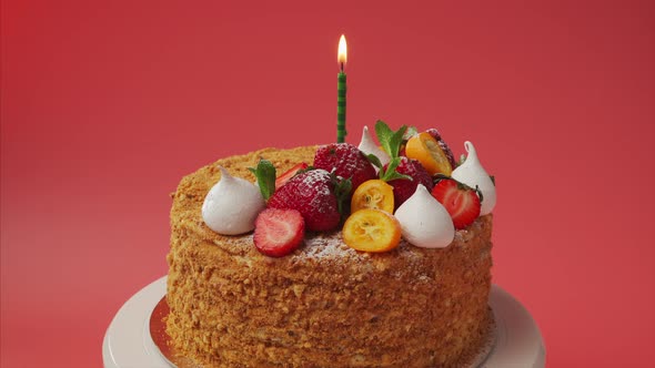 Fruit Cake With One Candle