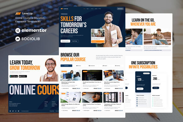Level Up - Online Course & Education Elementor Template Kit