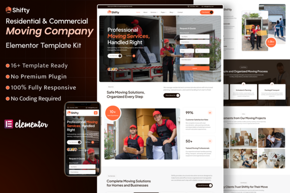 Shifty – Relocation & Moving Company Elementor Template Kit