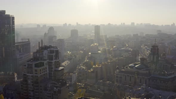 Panoramic Cityscape with High-rise Buildings in Kyiv in Ukraine