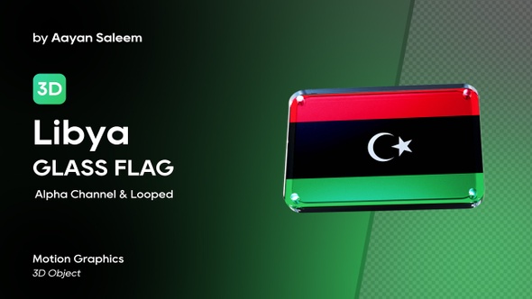 Libya Flag 3D Glass badge