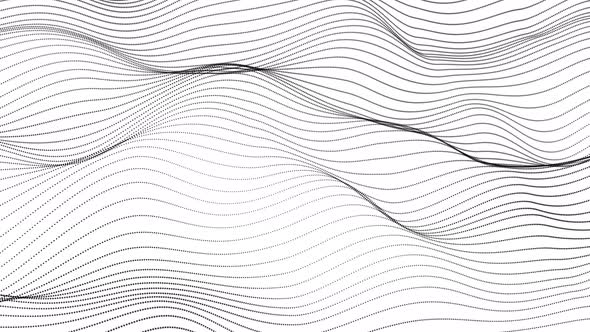 Black Color Particle Line Wave In White Background