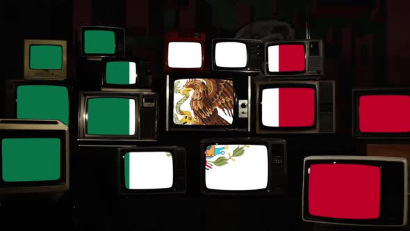 Flag of Mexico on Retro TVs.
