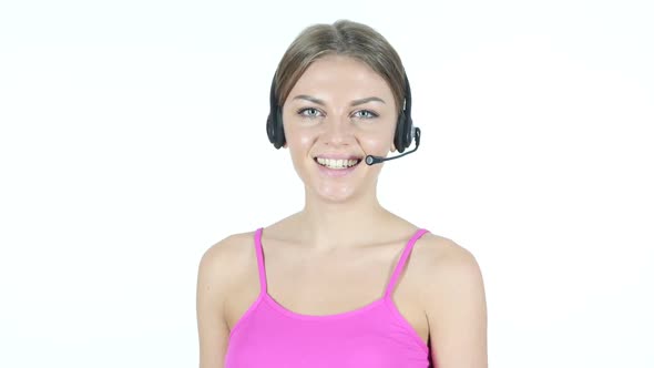 Smiling Call Center Girl,  Customer Service Concept