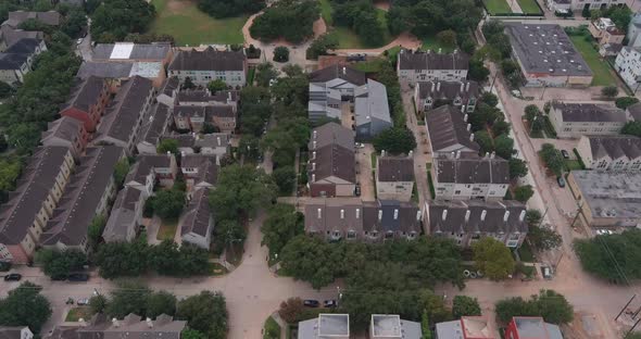 Aerial view of newly built affluent homes in Houston and surrounding area. This video was filmed in