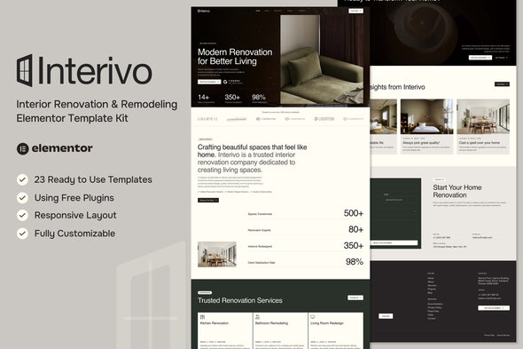 Interivo - Interior Renovation & Remodeling Elementor Template Kit
