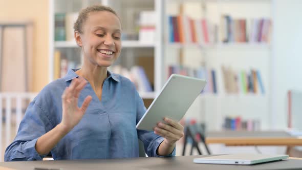 Professional African Woman Doing Video Call on Tablet