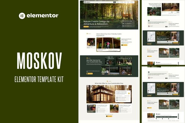 Moskov - Eco-Friendly Cabin Rental Adventure Elementor Template Kit