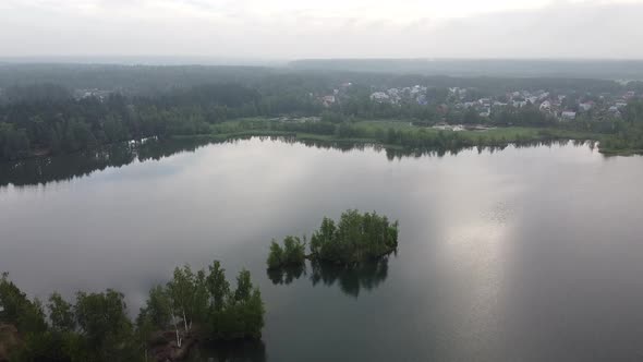 Drone Flying Through Lake