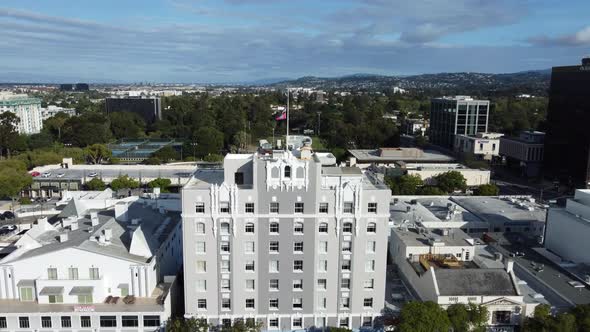 aerial drone view of San Mateo city, California, USA. cityscapes view. 4k videos. motion approaching