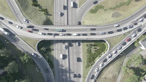 Kyiv. Ukraine: Road Junction. Aerial View, Flat, Gray