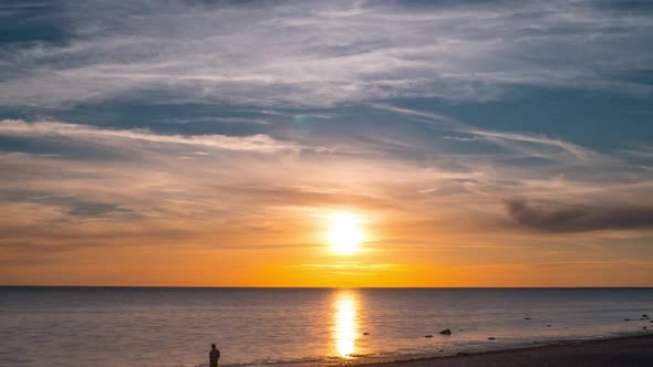 Sunset on the sea, time-lapse