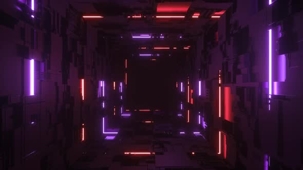 Colorful Sci Fi Neon Glowing Tunnel Background