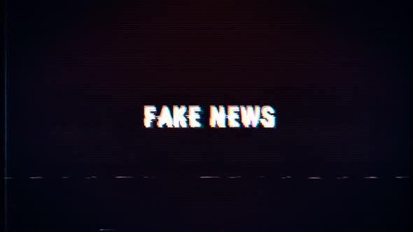 Fake News text with glitch effects retro screen