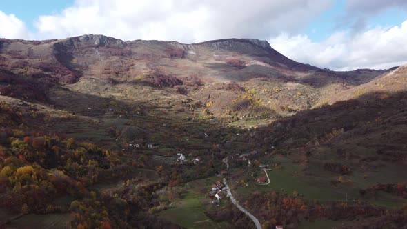 Panorama Of Autumn Mountain Village - 4K