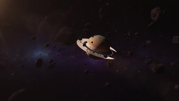Planet Saturn in Outer Space