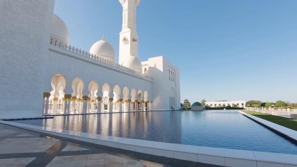 Exterior of Sheikh Zayed Grand Mosque in Abu Dhabi. Stunning architecture