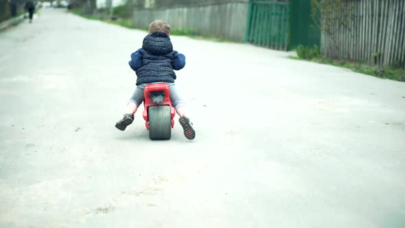 Kid Having Fun. Carefree Dad With Preschool Son Cycling Enjoy Activity Adventure. Son Boy Cyclist.