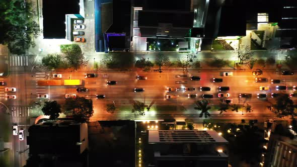 Night downtown Curitiba Brazil. Landmark of city. Capital of Parana state