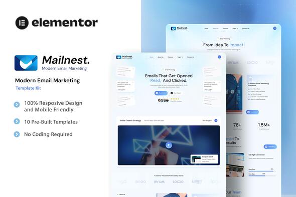 Mailnest - Modern Email Marketing Elementor Template Kit