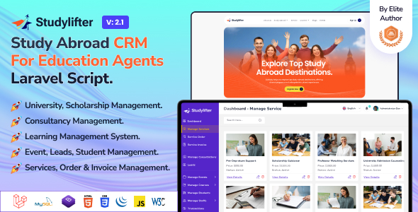 Studylifter - Study Abroad CRM For Education Agent Laravel Script
