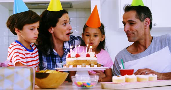 Happy family celebrating a birthday