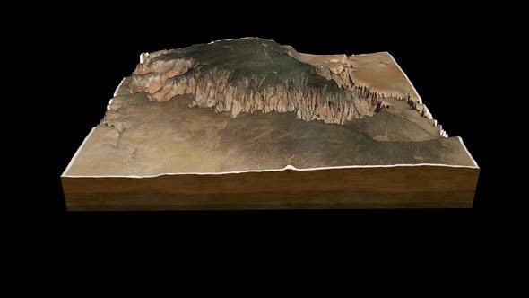 Grand Canyon Arizona terrain  map 3D render 360 degrees loop animation