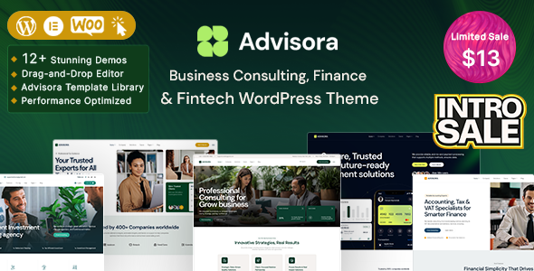 Advisora – Business Consulting, Finance & Fintech WordPress Theme