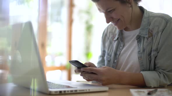 Woman using smart phone