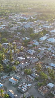 Zanzibar Tanzania  Aerial View of Houses Near the Coast Vertical Video