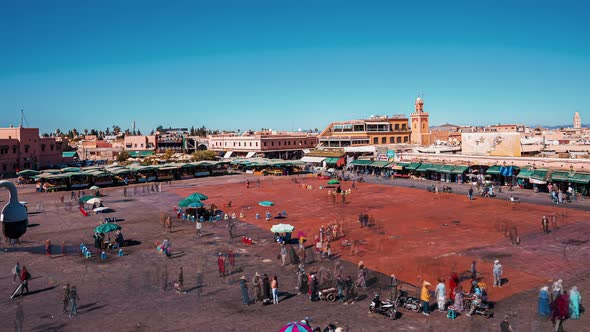 Timelapse View of the Jemaa elFnaa Square in Marakech Morocco
