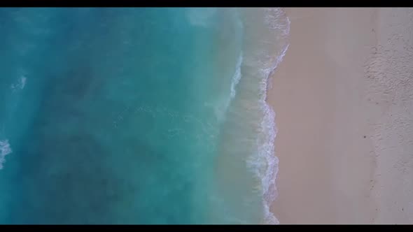 Aerial drone view abstract of idyllic lagoon beach wildlife by aqua blue sea with white sandy backgr