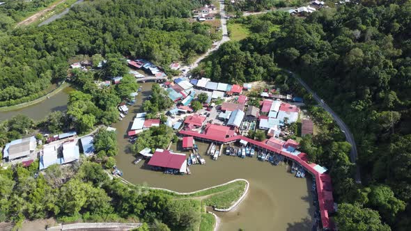 Aerial view Pulau Betong fishing village