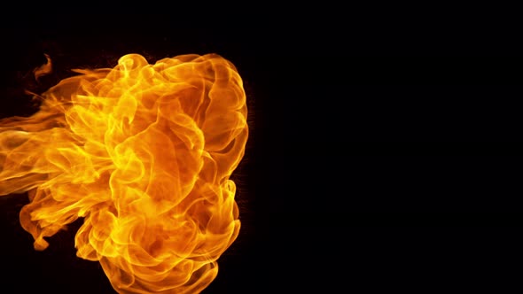 Super Slow Motion Shot of Fire Flame Isolated on Black Background at 1000Fps