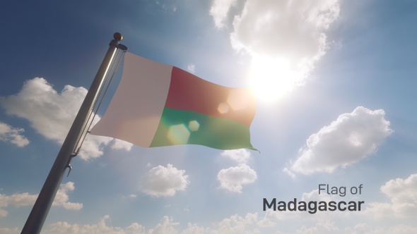 Madagascar Flag on a Flagpole V2
