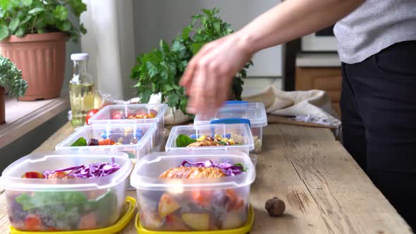 Meal Prep Containers. Planning and preparing healthy meals. Organic produce and ingredients