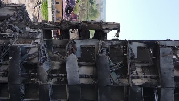 Vertical Video of a Destroyed Building in Borodyanka Ukraine