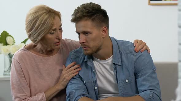 Adult Son Complaining to Mother About His Wife Who Overhearing Conversation