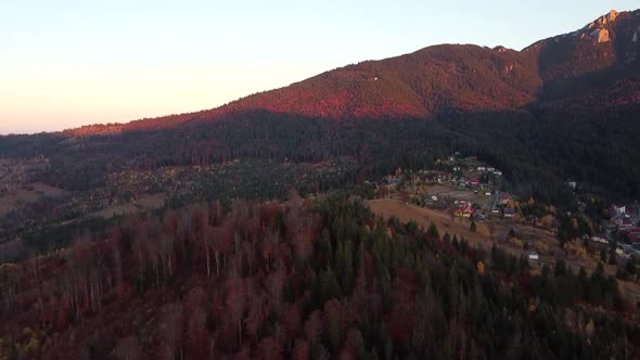 Autumn Colors On Mountain Area Aerial View