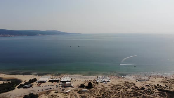 Aerial footage of the beautiful coastline of Bulgaria at the area of Sunny Beach